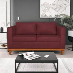 Sofá 2 E 3 Lugares Europa 180cm Suede - Doce Sonho Móveis Bordô