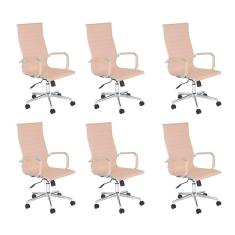 Kit 6 Cadeiras escritório Esteirinha Diretor Home office - Preto
