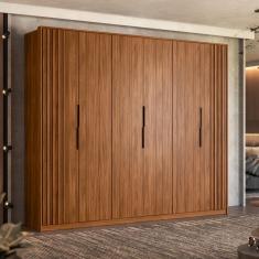 Guarda Roupa Casal 6 Portas 6 Gavetas Ripado Atrice Demartêz - Nogueira Touch