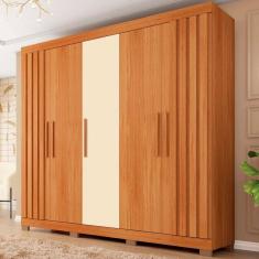 Guarda Roupa Casal Sophia 5 Portas 2 Gavetas Freijo/Off White - Caemmun