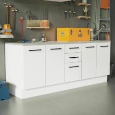 Kit com 2 Balcões Multiuso 4 Portas 3 Gavetas Branco Agata Madesa