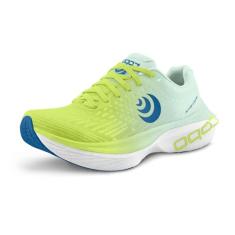 Topo Athletic Tênis de corrida masculino Spectre 2 confortável acolchoado durável 5 mm Drop Road Tênis esportivo para corrida na estrada, Verde/azul, 39
