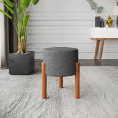 Banqueta Puff Multiuso Redondo pés em madeira Banquinho decorativo - M