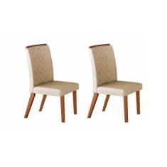 Cadeira Sala de Jantar Jade Madeira Kit 2 Un Capuccino/Linho Bege - Ru