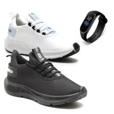 Combo 2 Tênis Masculino Academia Caminhada Leve + Relógio - DM DAMANDO