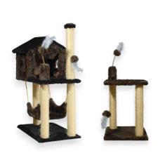 Casa Para Gatos Dois Andares Rede E Brinquedos  Plataforma 2 Andares P