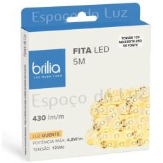 Fita LED 4,8W/m IP65 5M  2700K Luz Quente 430 lm/m - BRILIA 307148