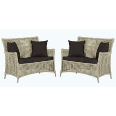 2 Sofás Área Externa Igapó Alumínio Pintura Fendi Corda Náutica Estofa