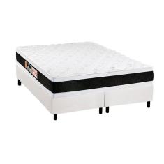 Cama Box Queen: Colchão Espuma Castor D45 Black E White Double Face + Base White(158X198)