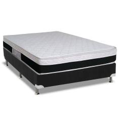 Cama Box Casal: Colchão Molas Ensacadas Luckspuma Masterpocket Roma + Base Crc Suede Black(138X188)