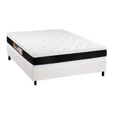 Cama Box Casal: Colchão Espuma D45 Castor Black E White Air Double Face + Base White(138X188)