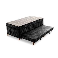 Cama Box c/ Auxiliar Conjugado Solteiro: Colchão Molas Extrapedic Sublime Black (88x188x47) - Paropas