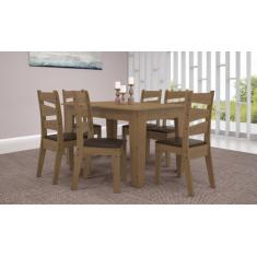 CONJUNTO SALA DE JANTAR ITALIA 1,35 COM 6 CADEIRAS Cedro 61C - MÓVEISM