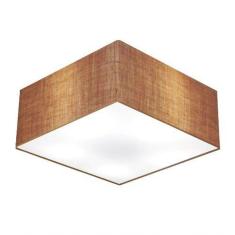Plafon Quadrado Vivare Md-3053 Cúpula Em Tecido 21/60x60cm - Bivolt Palha 127/220v