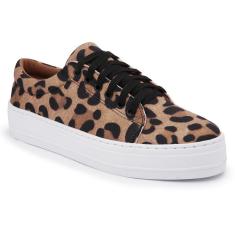 Tênis Flatform Feminino Cadarço Animal Print Conforto Leve-Feminino