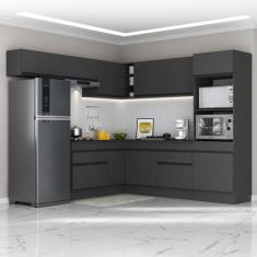 Armário Cozinha Completa de Canto Veneza Multimóveis V2105, Preto