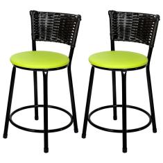 Banquetas Baixa Para Cozinha Preto 2Un Assento Verde