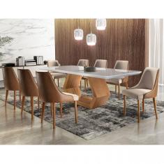 Conjunto Sala de Jantar Mesa Madeira Maciça Sarah e 8 Cadeiras