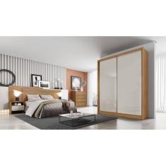 Guarda Roupa Solteiro 2 Portas 3 Gavetas - Virtus -Cumaru/Fendi - Móveis Novo Horizonte