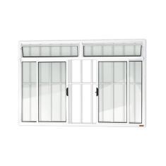 Janela Plus 4 Folhas com Bandeira e Grade Vidro Liso 100cm x 200cm Brimak Branco