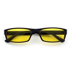 Óculos de sol masculino Hippie Pimp com armação preta retangular estreita, Amarelo, 5 7/16" (139mm) x 1 3/16" (31mm)