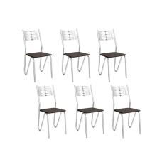 Cadeira Sala de Jantar Nápoles 2C045CR Kit 6 Un Cromada/Preto 110 - Kappesberg
