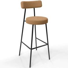 Banqueta Alta Bar Cozinha Sala De Jantar Estrutura Em Aço Milão L02 Bo