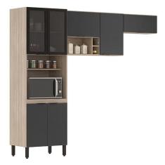 Cozinha Modulada Composição 7 Firenze 3 Peças Avena Grafito - Demóbile Avena Grafito
