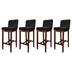 Kit 4 Banquetas Alta para Bancada Ilha Líbia Madeira Capuccino Suede C