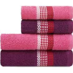 Jogo de Toalhas 4 Peças Banho + Rosto Algodão Venus Camesa - Emcompre,