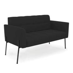Sofá Namoradeira 2 Lugares Pé De Ferro Preto Elisa Veludo D03 - D'ross