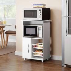 Armário Multiuso com Fruteira e Nicho Forno Micro para Cozinha 62 x 96 Cm MDP Branco Menu Móveis