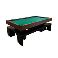 Mesa de Sinuca e Jantar com 4 Bancos - 2,52x1,40 - Nelson Bilhares, Ve