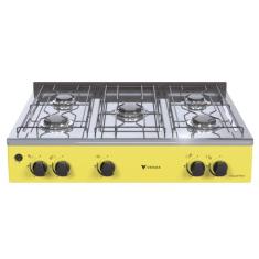 Fogao de Mesa 5 Bocas Venax Grand Petit Vetro Amarelo Gas Glp