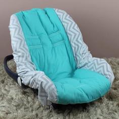 Capa de Bebê Conforto 100% Algodão - Chevron Azul Tifanny