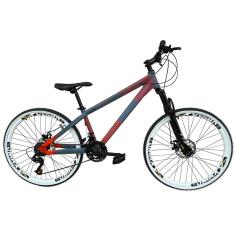 Bicicleta Aro 26 Vikingx Tuff X35 Alumínio 21v Câmbios Shimano Aros Vmaxx Freio a Disco Hidráulico-Unissex