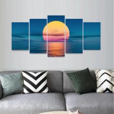 Quadro Para Sala Paisagem Mosaico 5 Peças decorativo