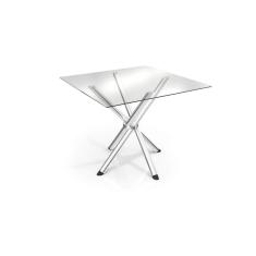 Mesa com Tampo de Vidro Quadrado Volga Crome Kappesberg Cromado