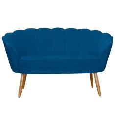 Namoradeira Estofada 2 Lugares Para Sala Comercial Pétala Suede Azul Royal - LM DECOR