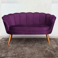 Namoradeira Estofada Decorativa Para Recepção Pétala Veludo Roxo - LM DECOR