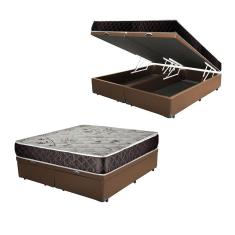 Cama Box Baú King Colchão Aylla Espuma D33 Acolchões + Box Sintético 71x193x203