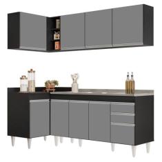 Armário de Cozinha Modulado de Canto Direito 4 Peças CP42 com Pia Inox