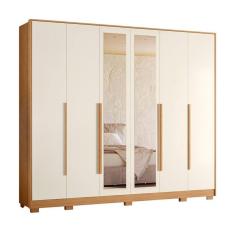 Guarda Roupa Fascínio com Espelho 6 Portas Freijó/Off White  - ABZ