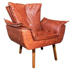 Poltrona Opala Corano Pés Palito Castanho Drossi Nozes - D' ROSSI