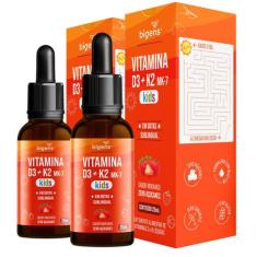 Bigens kit 2x vitamina d3k2 mk7 kids frutas vermelhas 20ml - BIOGENS