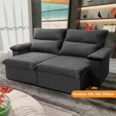 Sofá Retrátil Reclinável Paris 1.80m Suede Velut Cinza Molas no Assento - King House