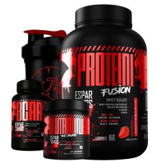 Kit Whey Protein Fusion + Bcaa + Glutamina + Shaker-Unissex