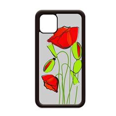 Capa com flores vermelhas e botões verdes abstratos milho para iPhone 11 Pro Max para Apple Mobile Case Shell