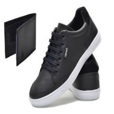 Kit Tênis Com Carteira Casual Unissex Conforto - Forms, 41, Preto