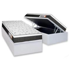 Cama Box Baú Solteiro: Colchão Anatômico Plumatex Falcon Ultra Firme + Base Crc Courano White(88x188)